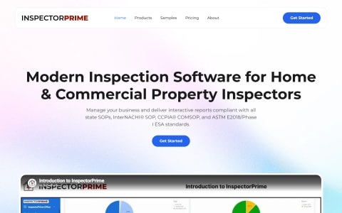 InspectorPrime home page preview